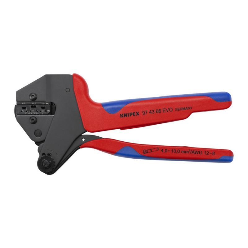 KNIPEX 97 43 66 EVO Crimpatrice universale per terminali per matrici intercambiabili con impugnature multicomponente brunita 200 mm