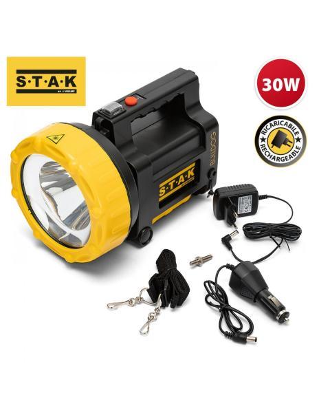Faro Bulldog Stak Con Torcia LED Ricaricabile Alta Intensità di Luce, Led 30w cree 2200 Lumen