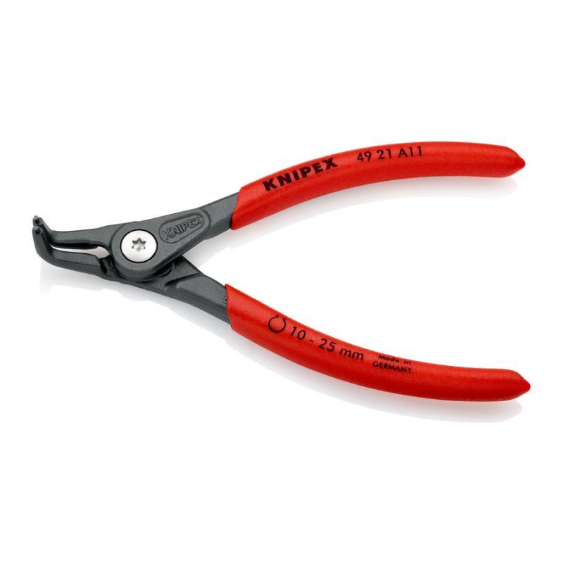 KNIPEX 49 21 A11 SB Pinza di precisione per anelli di sicurezza per anelli di sicurezza esterni su alberi rivestiti in resina sintetica antiscivolo bonderizzata grigia 130 mm in confezione Self-service