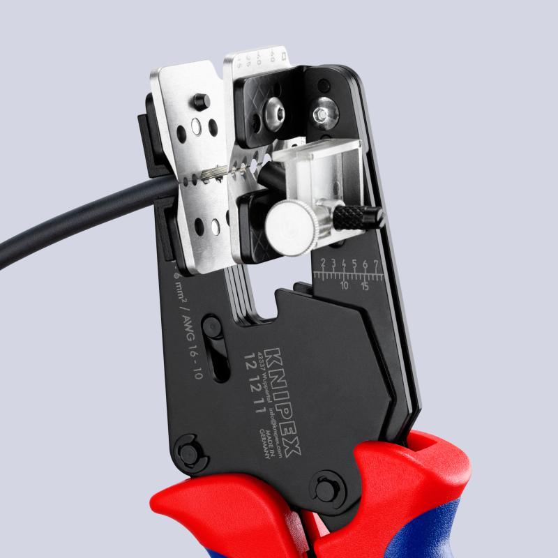 KNIPEX 12 12 11 Spelacavi di precisione con lame sagomate con impugnature multicomponente brunita 195 mm