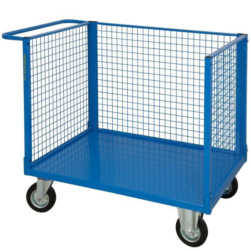 Carrello Pianale 600x900mm A Tre Sponde Con 2 Ruote Con Freno