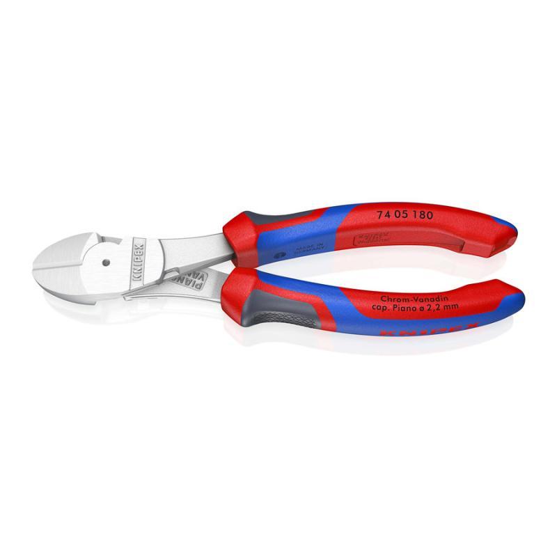 KNIPEX 74 05 180 Tronchese laterale per meccanica tipo forte con manici comfort cromata 180 mm