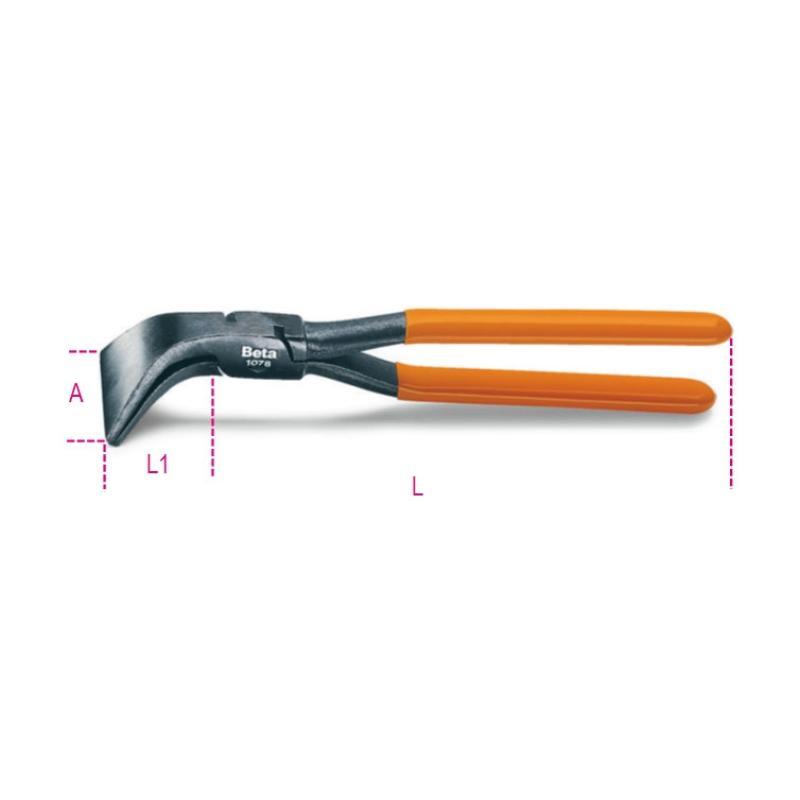 Pinza A Becchi Larghi Piegati A 45° Per Lattonieri Manici Ricoperti In Pvc 1078 280 Beta 010780026