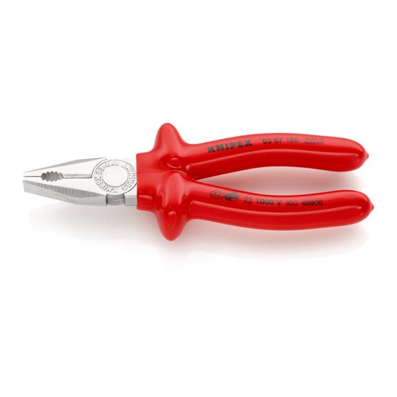KNIPEX 03 07 180 Pinza universale isolati ad immersione, collaudati VDE cromata 180 mm