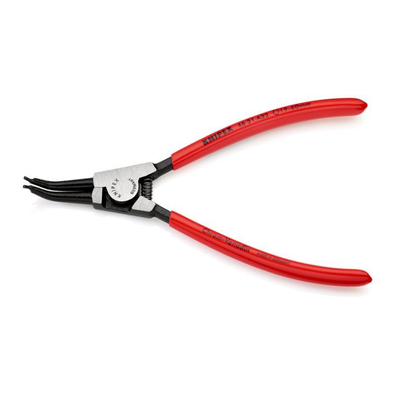 KNIPEX 46 31 A22 Pinza per anelli di sicurezza per anelli di sicurezza esterni su alberi angolazione a 45° rivestiti in resina sintetica atramentata nera 185 mm