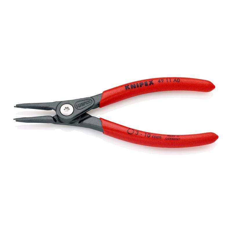 KNIPEX 49 11 A0 Pinza di precisione per anelli di sicurezza per anelli di sicurezza esterni su alberi rivestiti in resina sintetica antiscivolo bonderizzata grigia 140 mm
