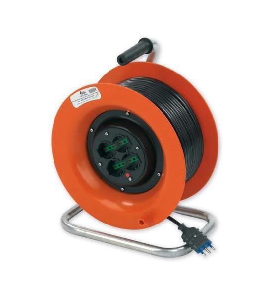Avvolgicavo 50MT 4 Prese Schuko biv. 10/16A Monofase 230 V - IP20 Disgiuntore Termico