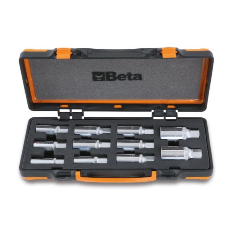 Serie Di 11 Estrattori A Rulli Per Viti Prigioniere Con Attacco Quadro Femmina 1/2" Ed Esagono Di Manovra In Cassetta Metallica Con Termoformato Morbido 1433/C11 Beta 014330311