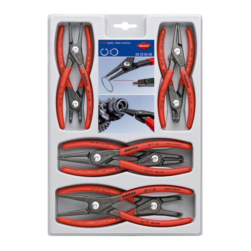 KNIPEX 00 20 04 SB Assortimento di pinze di precisione per anelli di sicurezza 8 pezzi