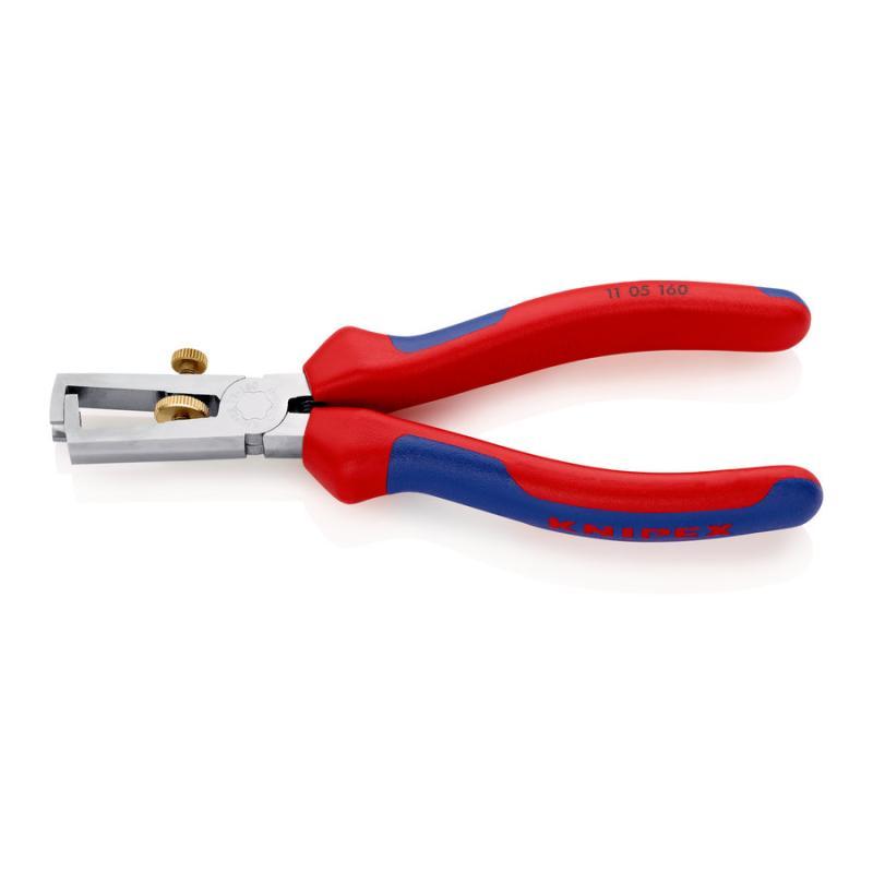 KNIPEX 11 05 160 Pinza spelacavi con molla di apertura universale con impugnature multicomponente cromata 160 mm