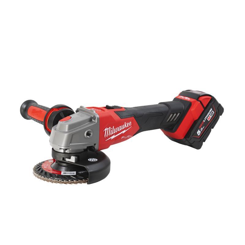 Smerigliatrice Angolare 18 Volt Disco 125 Mm 5,0Ah Tecnologia Fuel Con Interruttore A Slitta E Freno - M18 Fsag125Xb-502X - Milwaukee 4933478430