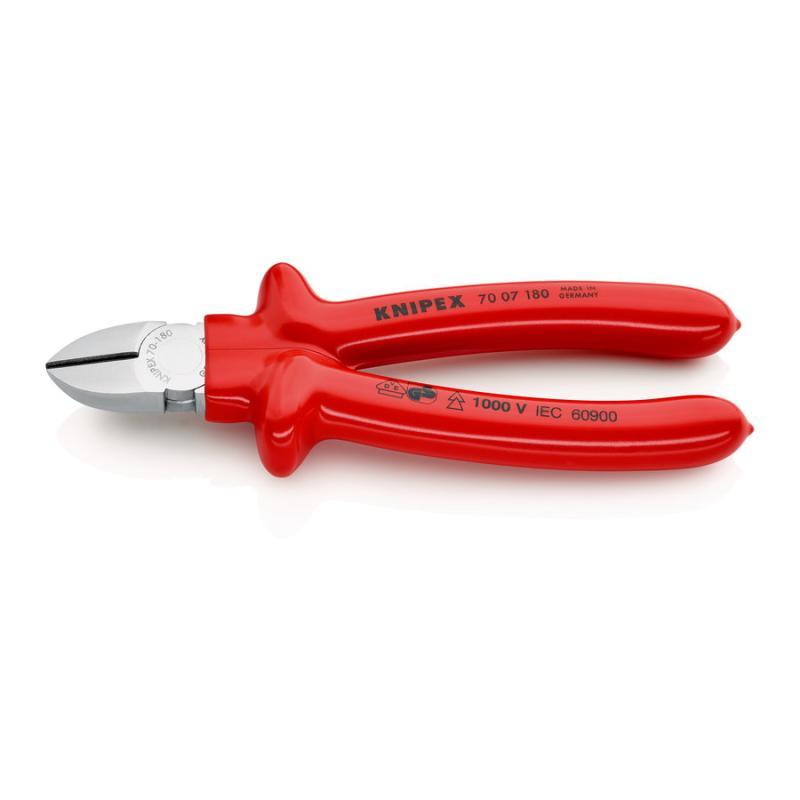 KNIPEX 70 07 180 Tronchese laterale isolati ad immersione, collaudati VDE cromata 180 mm