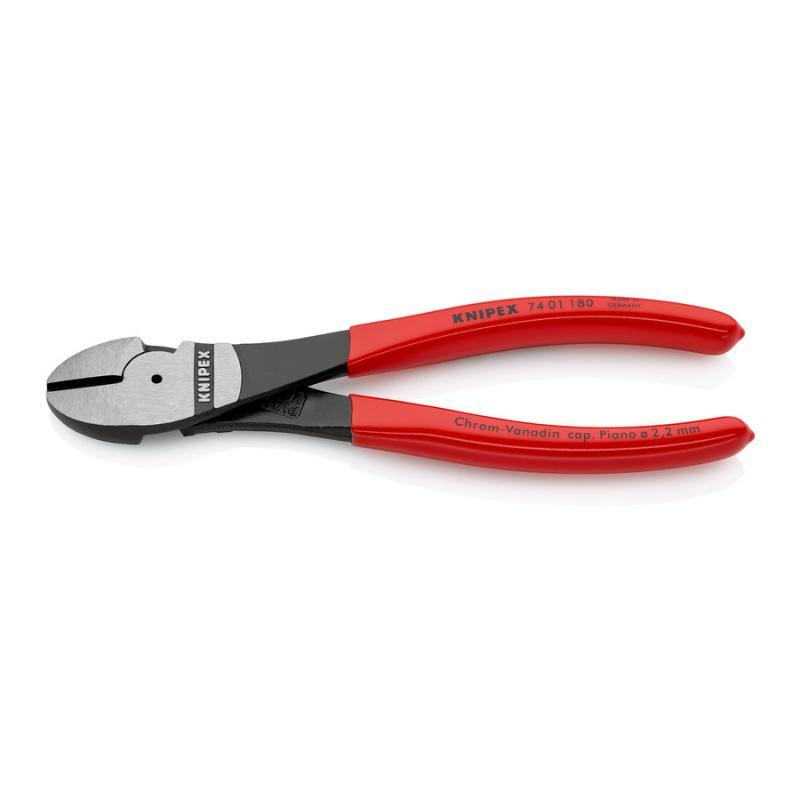 KNIPEX 74 01 180 Tronchese laterale per meccanica tipo forte rivestiti in resina sintetica atramentata nera 180 mm