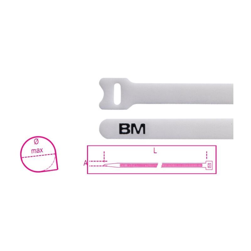 Fascette In Velcro Riapribili A Strappo, Colore Bianco 1748-BV BMGroup