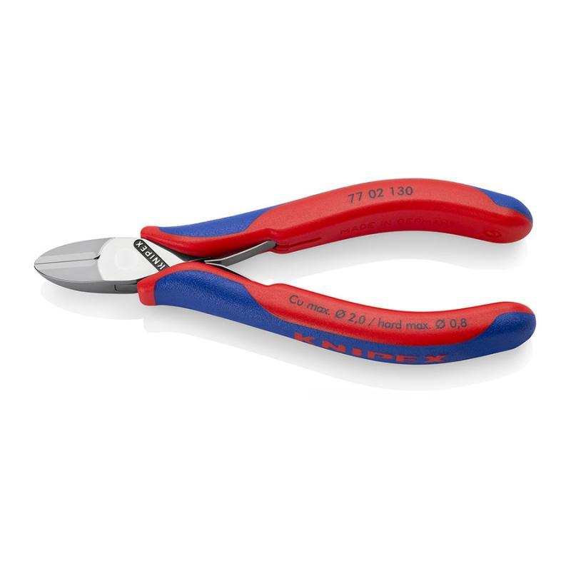 KNIPEX 77 02 130 Tronchese laterale per elettronica con cerniera passante con impugnature multicomponente 130 mm