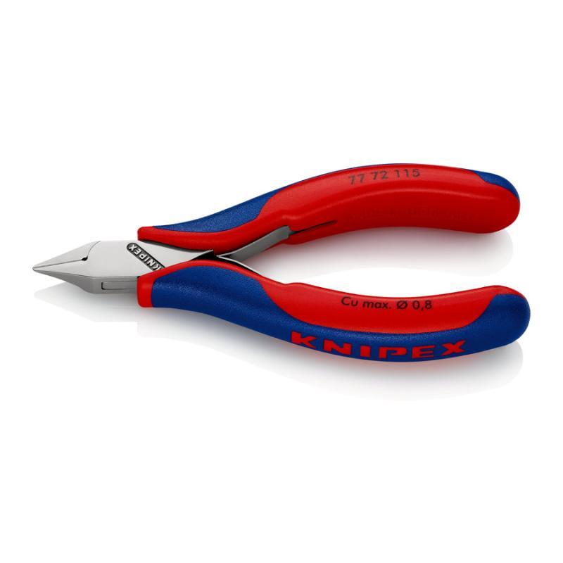 KNIPEX 77 72 115 SB Tronchese laterale per elettronica con cerniera passante con impugnature multicomponente 115 mm in confezione Self-service