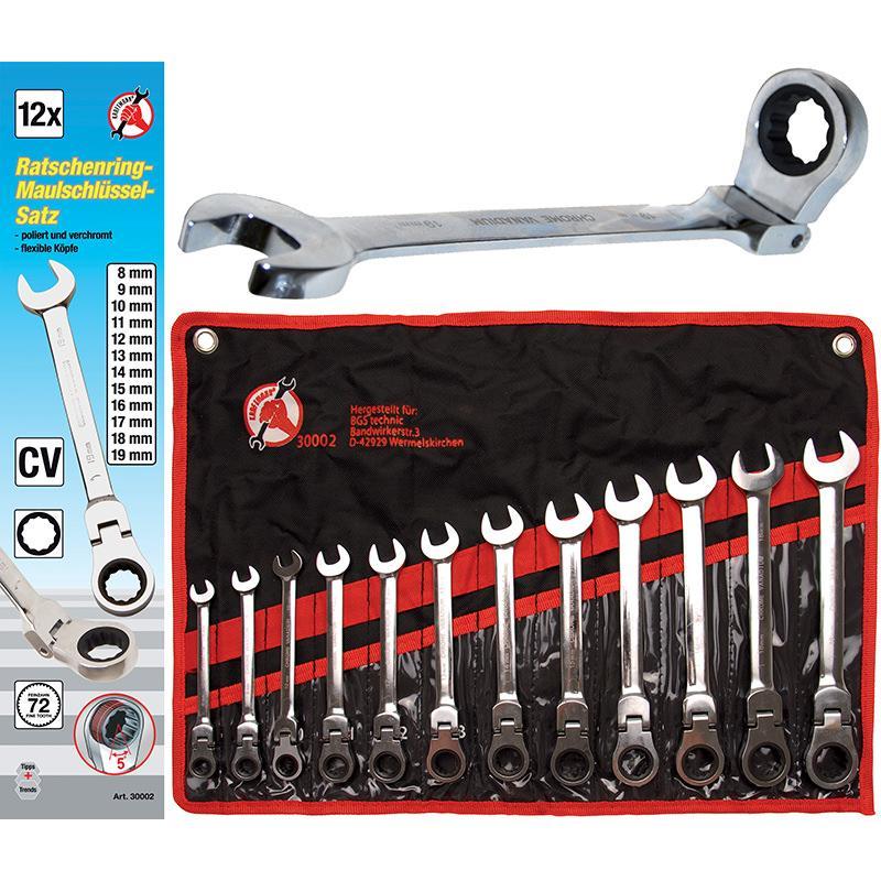 Set 12 Chiavi Combinate A Cricchetto Con Snodo FERMEC