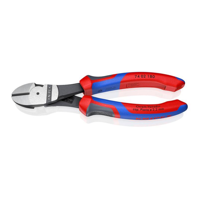 KNIPEX 74 02 180 SB Tronchese laterale per meccanica tipo forte con manici comfort atramentata nera 180 mm in confezione Self-service