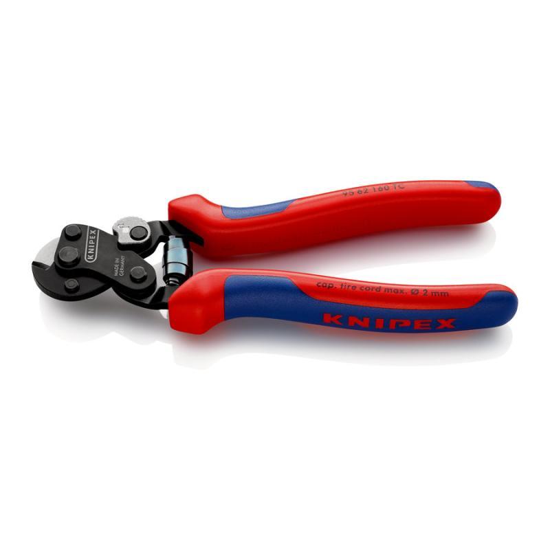 KNIPEX 95 62 160 TC Cesoia per funi in acciaio per cavi rinforzo per pneumatici con impugnature multicomponente brunita 160 mm