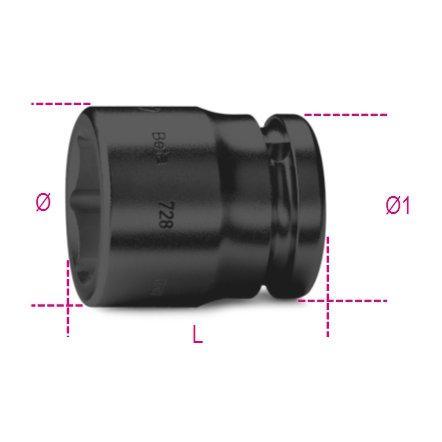 Chiavi A Bussola Macchina Con Attacco Quadro Femmina 3/4" Bocca Esagonale Serie Normale, Fosfatate 728AS Beta