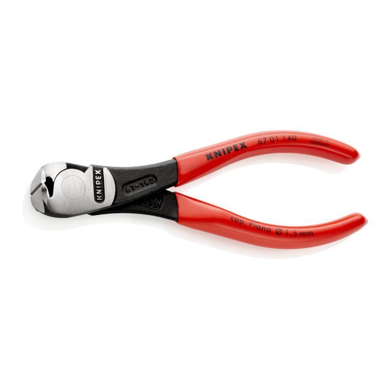 KNIPEX 67 01 140 Tronchese per meccanica con tagliente frontale - tipo forte rivestiti in resina sintetica atramentata nera 140 mm