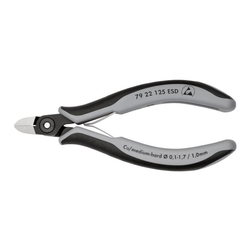 KNIPEX 79 22 125 ESD Tronchese laterale di precisione per elettronica ESD con impugnature multicomponente brunita 125 mm