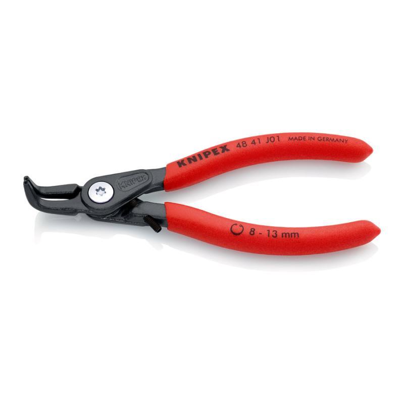 KNIPEX 48 41 J01 Pinza di precisione per anelli di sicurezza per anelli di sicurezza interni a fori rivestiti in resina sintetica antiscivolo bonderizzata grigia 130 mm