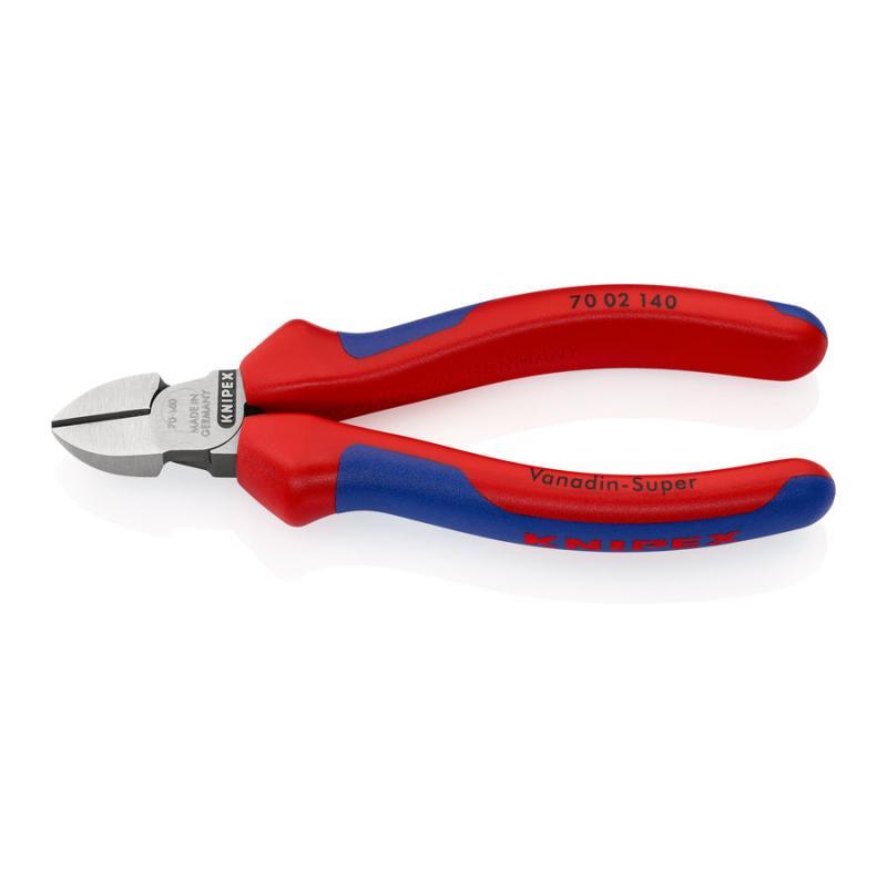 KNIPEX 70 02 140 SB Tronchese laterale con impugnature multicomponente atramentata nera 140 mm in confezione Self-service