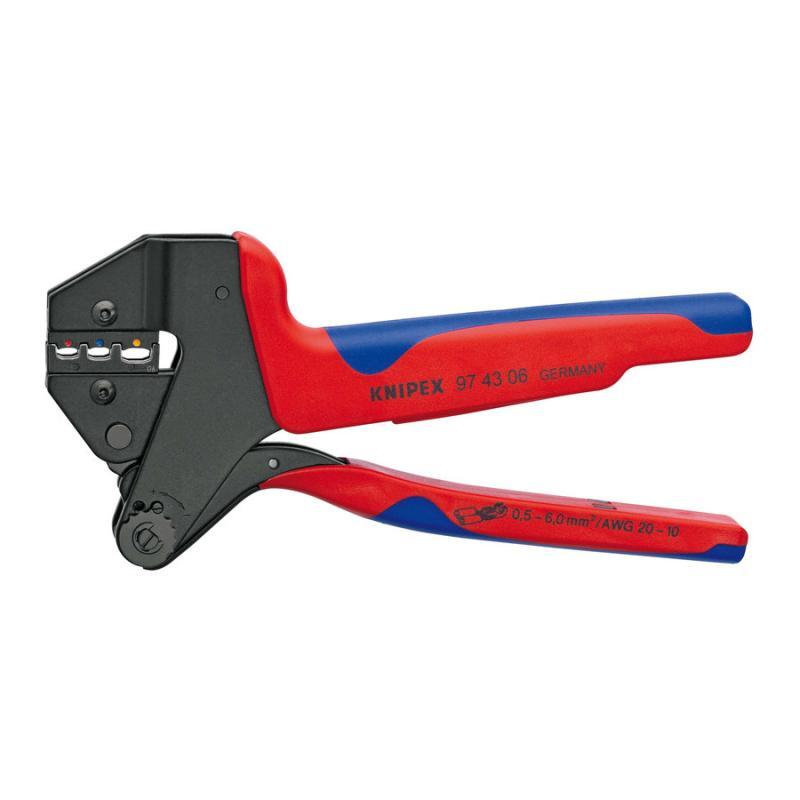KNIPEX 97 43 06 Crimpatrice universale per terminali per matrici intercambiabili con impugnature multicomponente brunita 200 mm