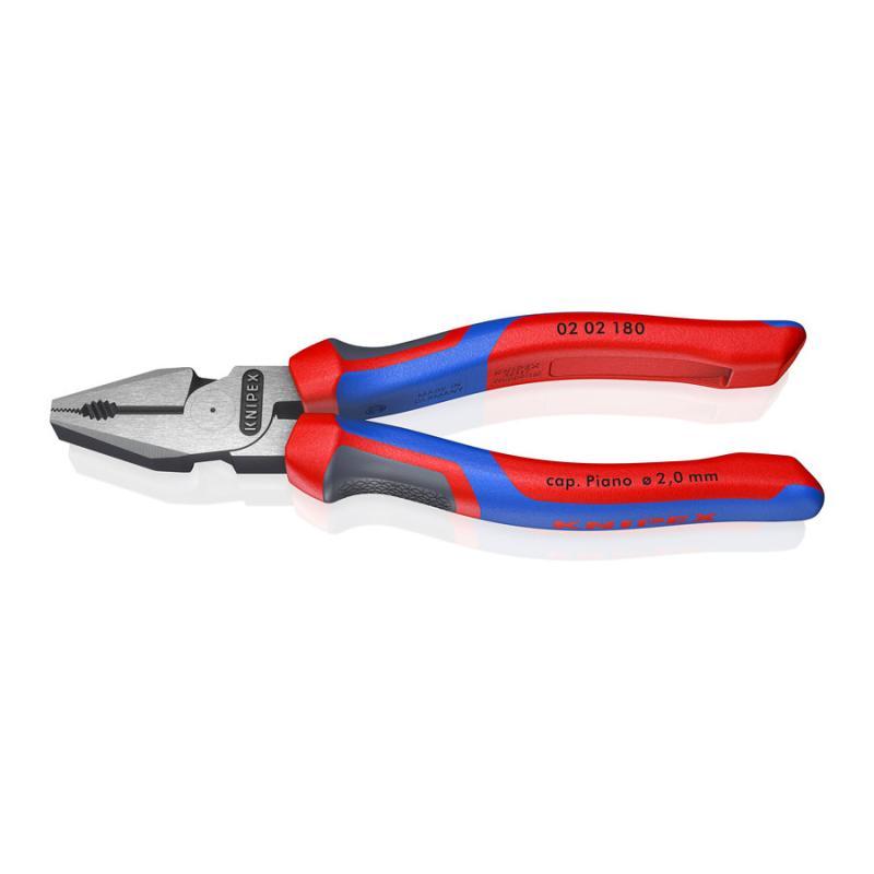 KNIPEX 02 02 180 SB Pinza universale tipo forte con manici comfort atramentata nera 180 mm in confezione Self-service