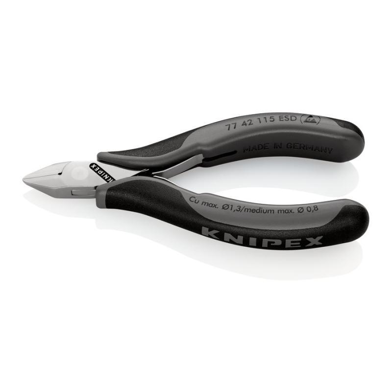 KNIPEX 77 42 115 ESD Tronchesi laterali per elettronica ESD con cerniera passante con impugnature multicomponente 115 mm