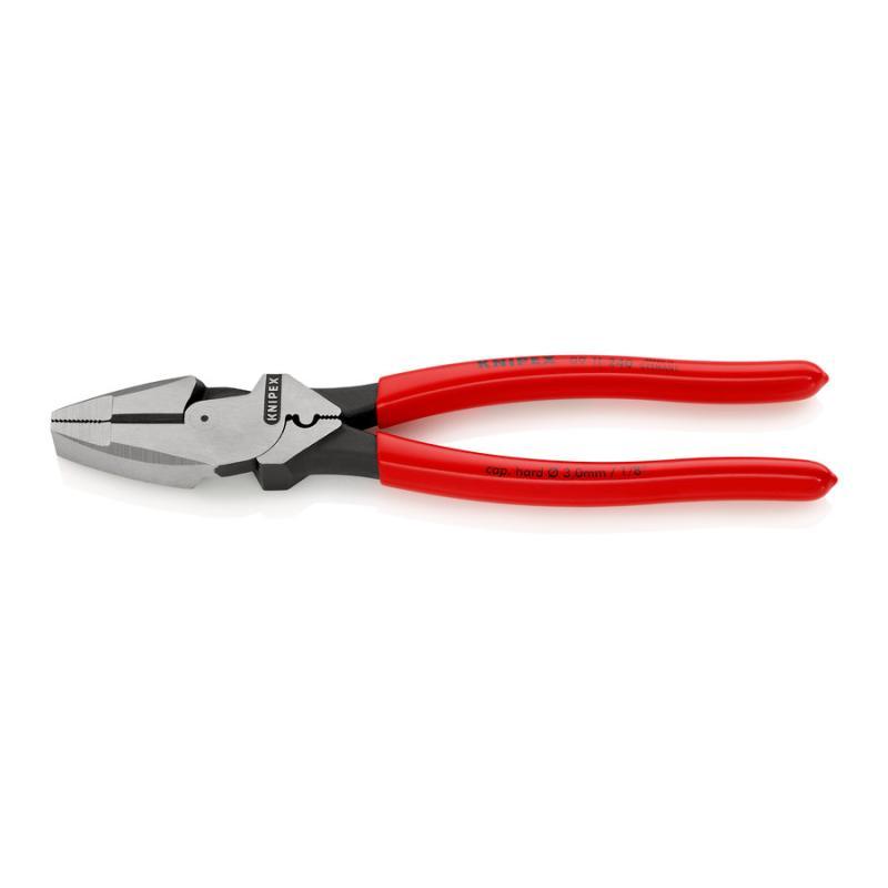 KNIPEX 09 11 240 Pinza universale tipo forte "Lineman's Pliers" modello americano rivestiti in resina sintetica antiscivolo atramentata nera 240 mm