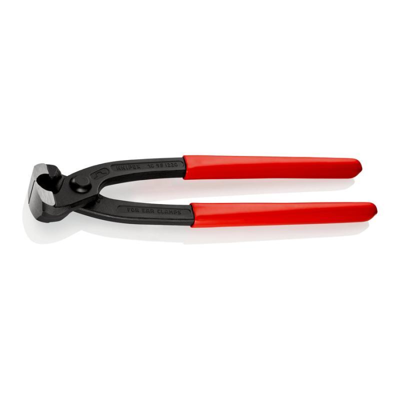 KNIPEX 10 98 I220 Pinza per fascette ad orecchio rivestiti in resina sintetica atramentata nera 220 mm