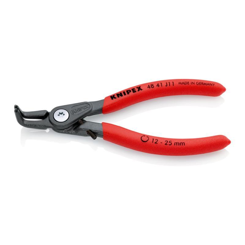 KNIPEX 48 41 J11 Pinza di precisione per anelli di sicurezza per anelli di sicurezza interni a fori rivestiti in resina sintetica antiscivolo bonderizzata grigia 130 mm