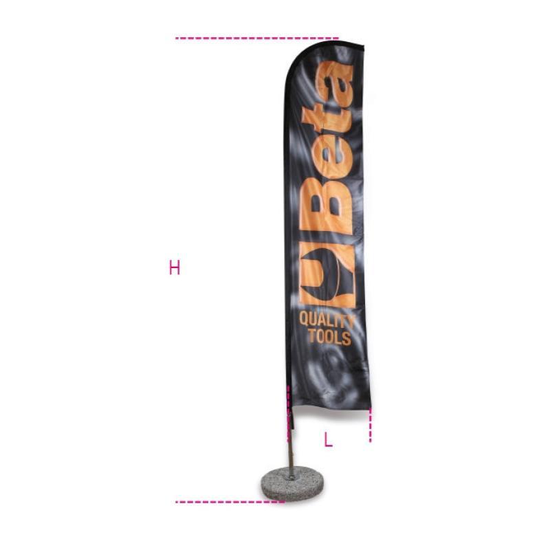 Bandiera A Vela Mt 4X0,75 Con Asta In Metallo Cromato Basamento In Graniglia Di Cemento 50 Cm 9561V BETACollection 095610001