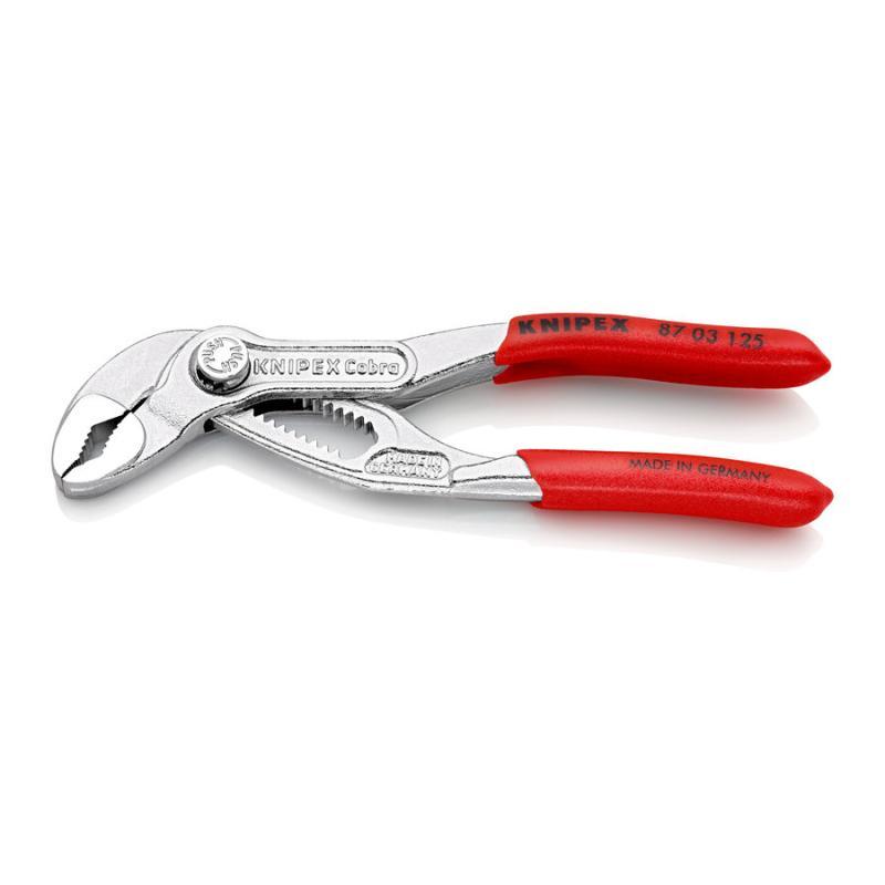 KNIPEX 87 03 125 Cobra® Pinza regolabile di nuova generazione per tubi e dadi rivestiti in resina sintetica antiscivolo cromata 125 mm