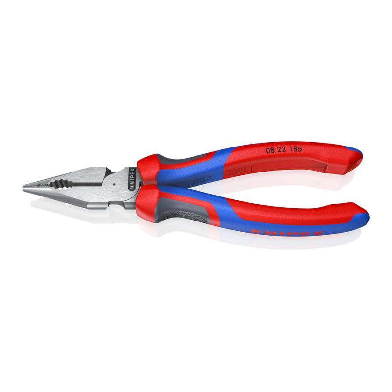 KNIPEX 08 22 185 SB Pinza universale con testa a punta con manici comfort atramentata nera 185 mm in confezione Self-service