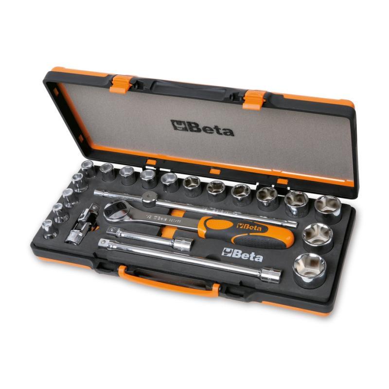 Assortimento Di 17 Chiavi A Bussola A Mano Esagonali E 5 Accessori In Termoformato Morbido, In Cassetta Di Lamiera 920A/C17M Beta 009200924