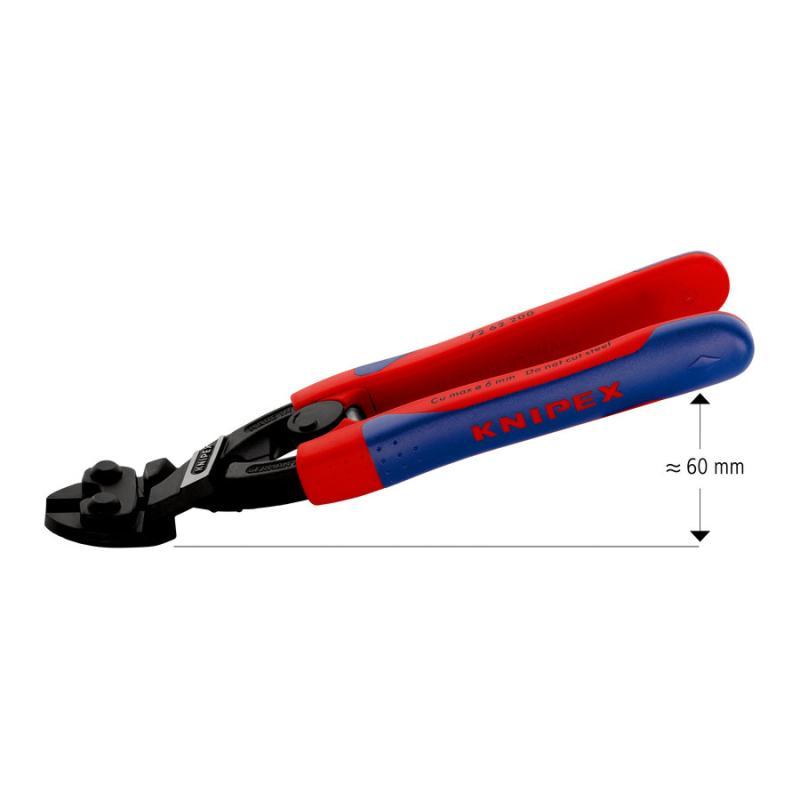 KNIPEX 72 62 200 Tronchese per taglio raso tipo forte per metalli teneri e plastica rivestiti in materiale bicomponente, forma affusolata atramentata nera 200 mm
