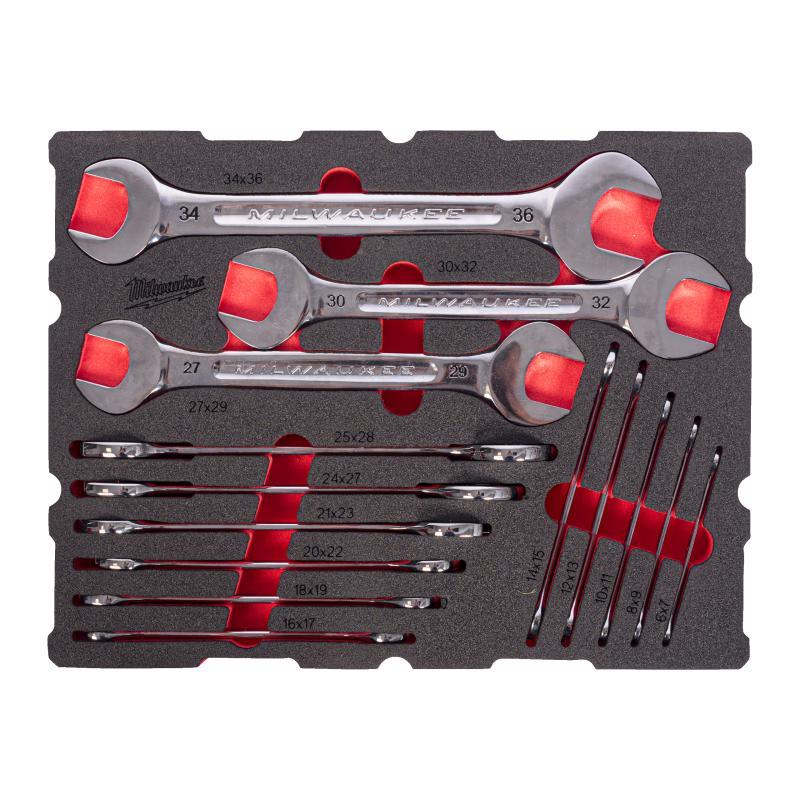 Double Open End Spanner Set Packout Foam Insert - Milwaukee — SET CHIAVI A FORCHETTA DOPPIA 14 PZ