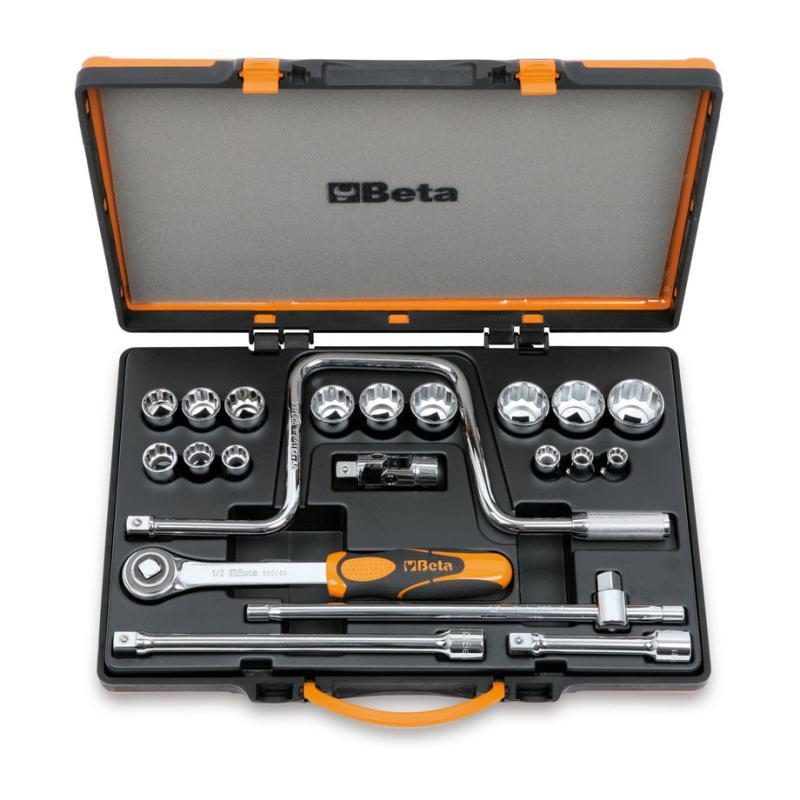 Assortimento Di 15 Chiavi A Bussola A Mano Poligonali E 6 Accessori In Cassetta Di Lamiera 920AS/C15 Beta 009200947