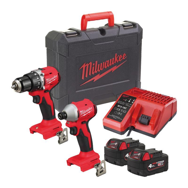 Kit M18 Brushless Trapano E Avvitatore Impulsi 1/4 Hex Blpdrc + Blidrc - M18 BLCPP2A-402C - Milwaukee 4933492827