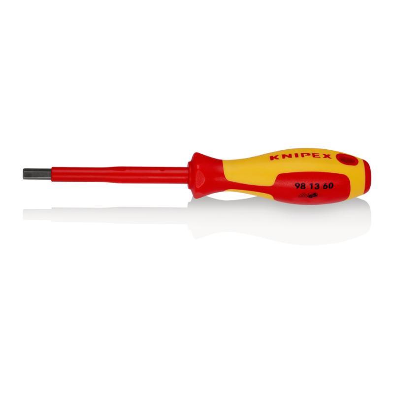 KNIPEX 98 13 60 Giraviti per viti ad esagono incassato isolati con manici rivestiti in materiale bicomponente, collaudati VDE brunita 212 mm