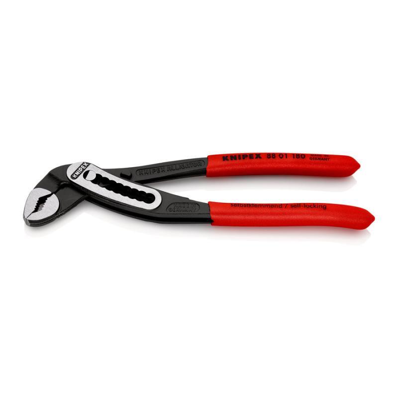 KNIPEX 88 01 180 SB Alligator® Pinza regolabile per tubi e dadi rivestiti in resina sintetica antiscivolo atramentata nera 180 mm in confezione Self-service