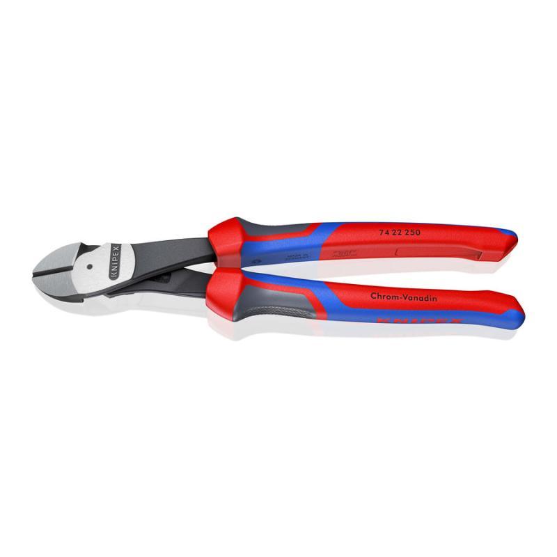 KNIPEX 74 22 250 Tronchese laterale per meccanica tipo forte con manici comfort atramentata nera 250 mm