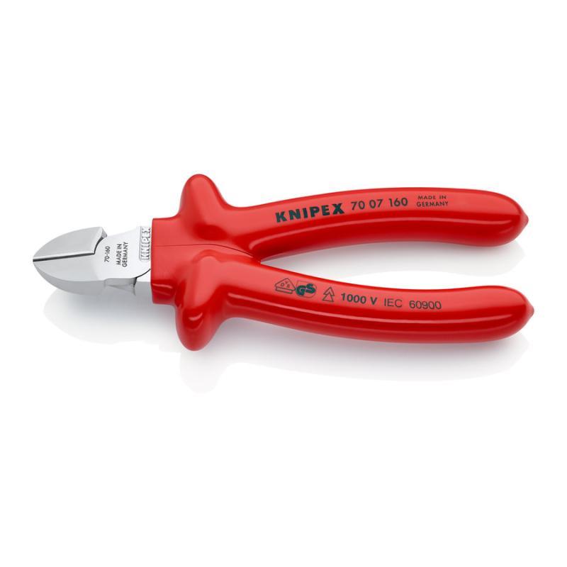 KNIPEX 70 07 160 Tronchese laterale isolati ad immersione, collaudati VDE cromata 160 mm