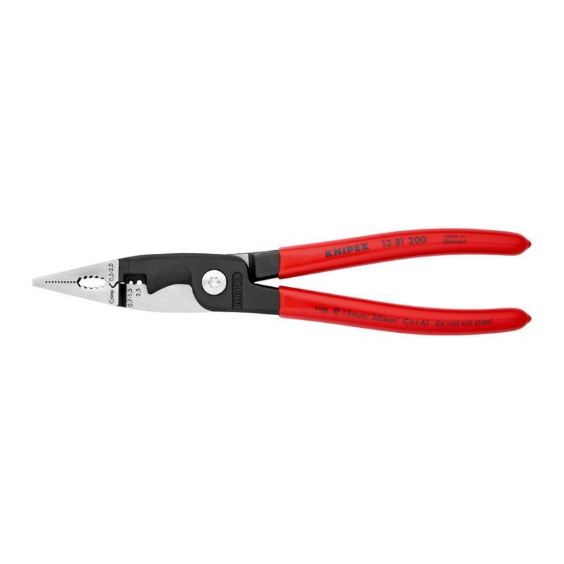 KNIPEX 13 81 200 SB Pinza per elettroinstallazioni rivestiti in resina sintetica atramentata nera 200 mm in confezione Self-service
