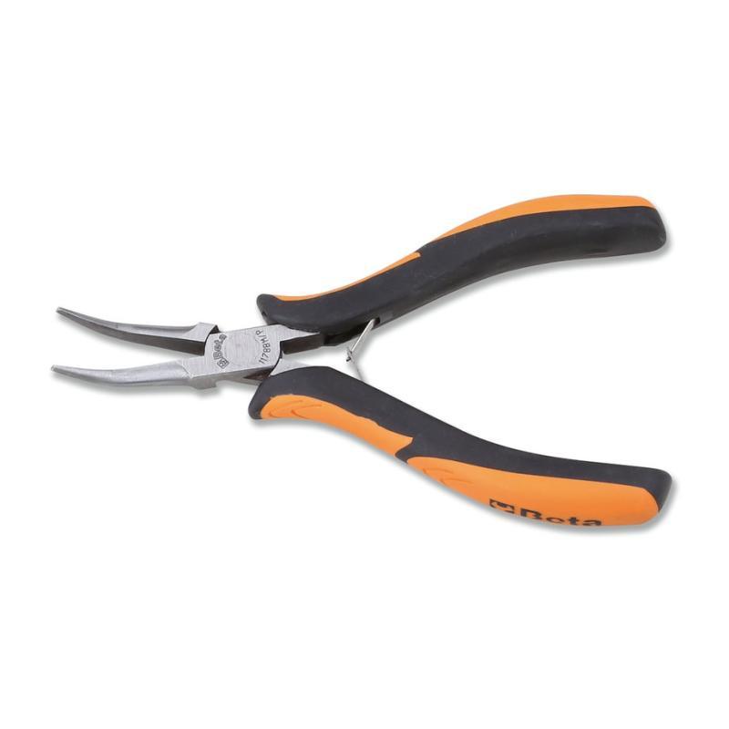Pinza Per Elettronica A Becchi Mezzotondi Lunghi Lisci Rastremati Piegati Impugnatura Bimateriale 1178BM/P Beta 011780102