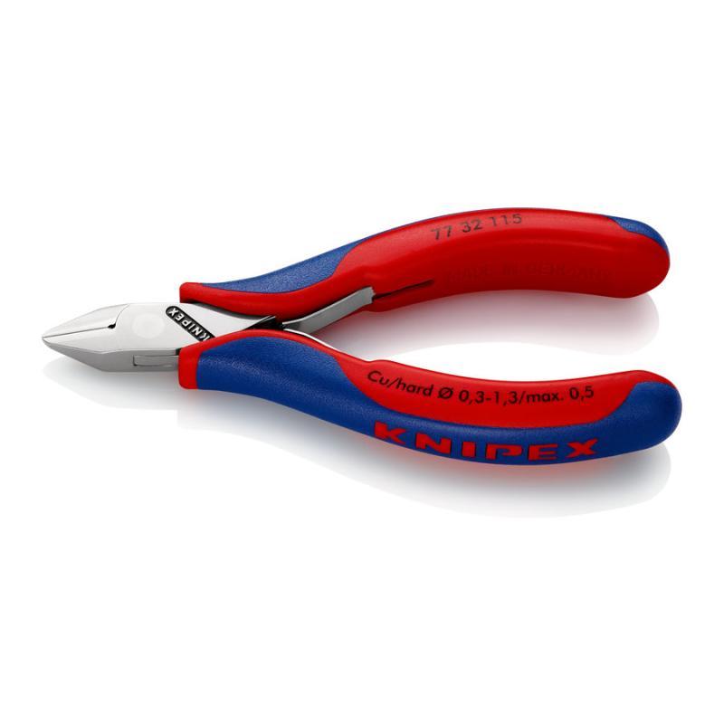 KNIPEX 77 32 115 Tronchese laterale per elettronica con cerniera passante con impugnature multicomponente 115 mm