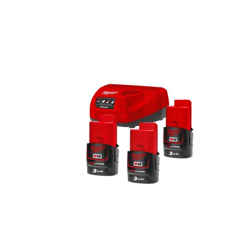 Energy Kit M12: 3 Batterie 3 Ah, 1 Caricabatterie - M12 NRG-303 - Milwaukee 4933459207